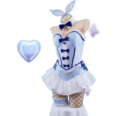 Anime My Dress Up Darling Kitagawa Marin Costume Cosplay Fille Robe Bleue Mignonne Sexy Bunny Girl Uniforme Vêtements d'Halloween Tenue One Size white