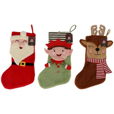Apollo Grote Kerstsokken Schouw Kerst Print 3-Pack Kerstman/Kerstelf/Rendier - Kerstdecoratie