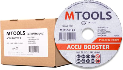 Mtools Accu Booster doorslijpschijf staal/RVS 125x1,0 mm. per 50 st.