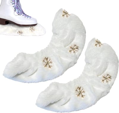 Schaatsbeschermers - Skate Guards - Schaatsen Beschermen - Sneldrogend Flanellen Stof - 25-30 cm - Gouden Sneeuwvlokken