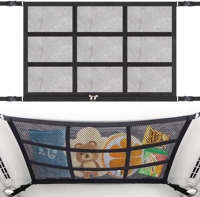 Dailygoods- Bagagenet Hoog Elastisch - Dubbellaags Daknet - Ritssluiting - Universeel - 80x53 cm - Veiligheidsnet voor Voertuigen
