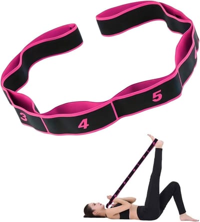 Stretch riem, weerstandsbanden met 8 lussen, yogariem, zeer elastische fitnessbanden, zeer elastische weerstandsbanden voor pilates, fitness, stretching training