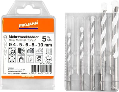 PROJAHN Multifunctionele borenset met hardmetalen punt , 4-dlg. 4,5, 6, 8, 10mm