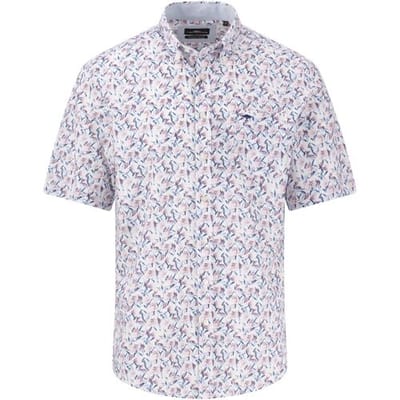 Fynch-Hatton Overhemd Flower Leaves Pattern Short Sleeve Button-Down Peony / male