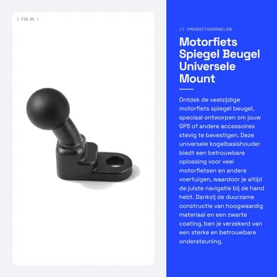 Dailygoods- Spiegel Beugel Universeel - Motorfiets Spiegel - Kogelbasis - Roestvrij Staal - Zwart - Schokbestendig - Motorfietsbeugel