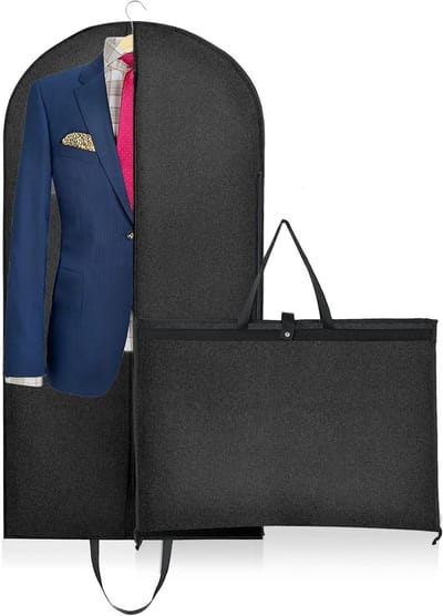 Hoge kwaliteit kledinghoes voor reizen, ademend en kreukvrij, 60 x 120 cm, ideaal voor pakken, jurken en jassen, inclusief opbergzak