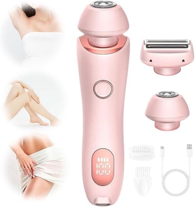 Epilator - 2-in-1 draagbaar scheerapparaat - Nat en droog zeemeerminscheerapparaat voor vrouwen - Epilator Dames Dubbele Hoofdscheerapparaat Privé Haartrimmer - Elektrisch Scheerapparaat Dames Epilator - Roze