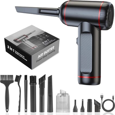 HAUSS SPOLE Handstofzuiger-Draadloze Mini Autostofzuiger-4 In 1 Voor Auto, Huis En Keuken-Krachtige Zuig En Blaasfunctie-Compacte Formaat-ABS-Zwart