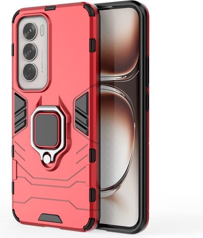 Coverup Hoesje - Geschikt voor OPPO Reno12 Pro Hoesje - Coverup Ring Kickstand Back Cover - Rood