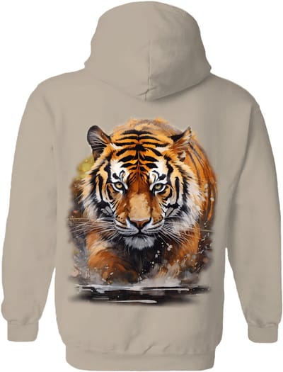 Tijger Watercolor Running Tiger The Coloured House Hoodie S