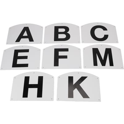 8 pièces Lettres de Dressage Support Mural Marqueurs de Dressage pour Athlètes Équestres Événements Inclure les Lettres A B C E H K F M white