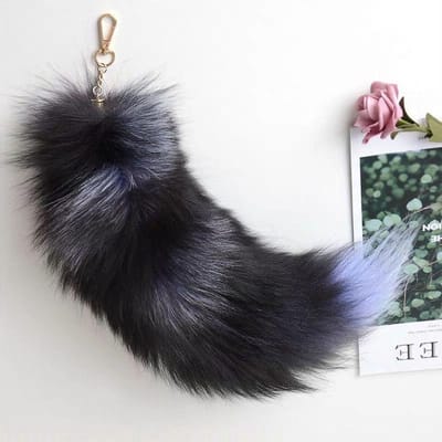 Pendentif Queue de Renard Artificielle en Fausse Fourrure Mode Animal Queue Douce Porte-clés Queue de Renard Avec Fermoir Métallique Porte-clés Queue de Renard Décoration de Sac gray