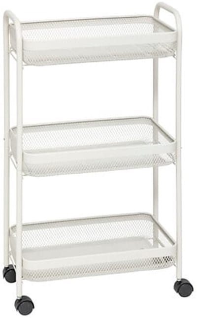 5Five Keukentrolley - beige - mesh metaal - 80 x 47 x 27 cm - 3 niveaus - Maya - kastje op wielen - badkamer