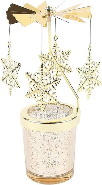 Sneeuwvlok Theelicht Carrousel Lantaarn Glazen Theelichthouder Gouden Theelicht Glas Roterende Kaarsenhouder voor Valentijnsdag Decoratie Huwelijksdecoratie - Theelicht - Decoratie - Valentijnsdag - Glas - Huwelijksdecoratie.