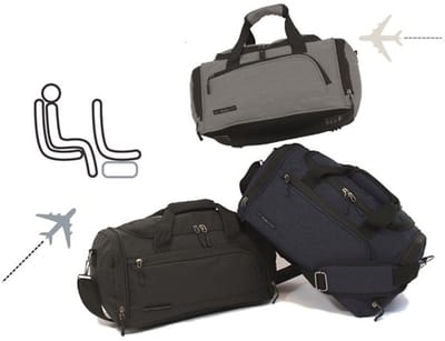 Handige reistas- Under Seat tas- Past onder een vliegtuigstoel-40x20x25 cm. Slechts 470 gram-Weekendtas-Underseat- In totaal 4 vakken-Grijs