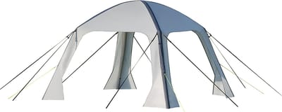 ProPlus Opblaasbare Partytent - 365 x 365 cm - Event Shelter - Oppompbare partytent - UV-beschermende coating - Zonder Zijkanten - Inclusief scheerlijnen, haringen en draagtas - Buitentent - Luchttent - Geschikt voor 8 Personen - Grijs