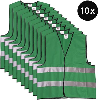 Mexxo Veiligheidshesje groen - set van 10 - one size - reflecterend - 100% polyester