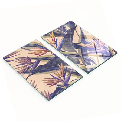 Glazen serveerplanken voor in de keuken met Hawaïaanse bloemenprint, 2x30x52 cm