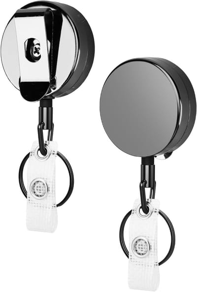 Hoge kwaliteit ID-kaarthouder met uittrekbare lanyard en metalen sleutelhanger - 2 stuks voor eenvoudig gebruik en draagbaarheid