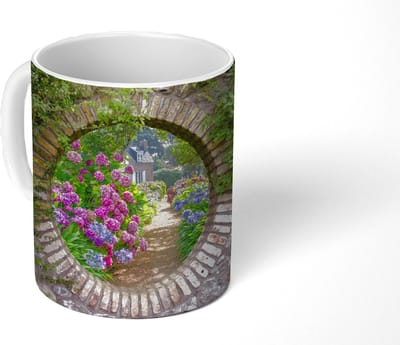 Mok - Koffiemok - Doorkijk - Bloemen - Hortensia - Zomer - Mokken - 350 ML - Beker - Koffiemokken - Theemok
