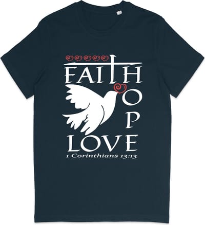 T Shirt Heren - T Shirt Dames - Hoop Geloof en Liefde - Blauw - Maat XS