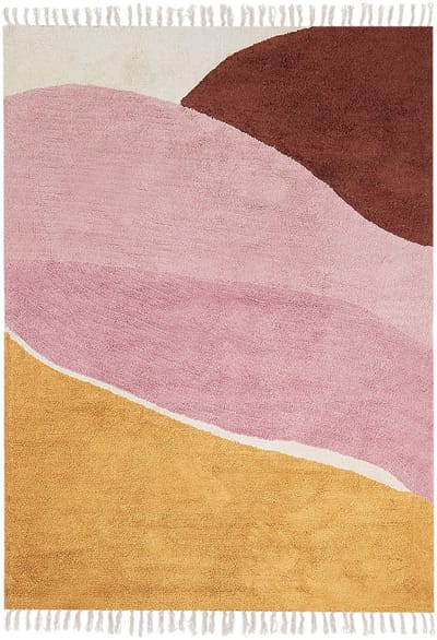 XINALI - Vloerkleed - Meerkleurig/Roze - 140 x 200 cm - Katoen