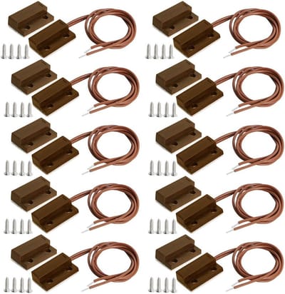 10 stuks Bruine Inbouw Bedrade Vensteralarmen Deurcontact Sensor MC38