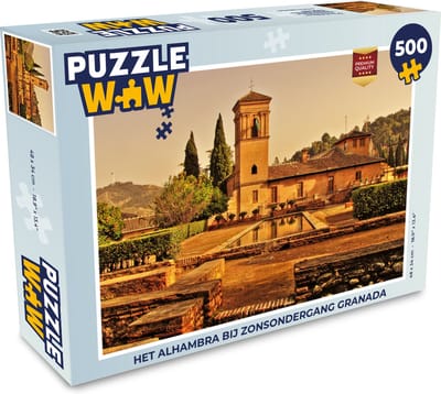 Puzzel Het Alhambra bij zonsondergang Granada - Legpuzzel - Puzzel 500 stukjes