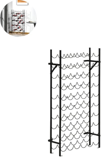 Wijnrek muur - 10 Niveaus - Flessenhouder - Muurrek - Metaal - Huisbar - Keuken - Woonkamer - Zwart
