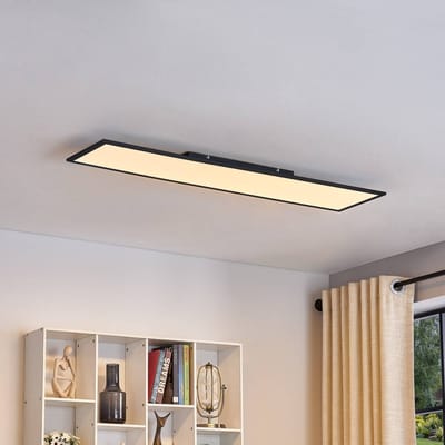 Lindby LED paneel Lamin, zwart, 120cm, CCT, dimbaar, afstandsbediening