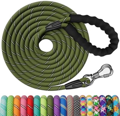 Sleeplijn voor honden - Donkergroen - 30 m x 8 mm - Sterk Nylon Klimtouw met Zachte Handgreep - Voor Middelgrote en Grote Honden