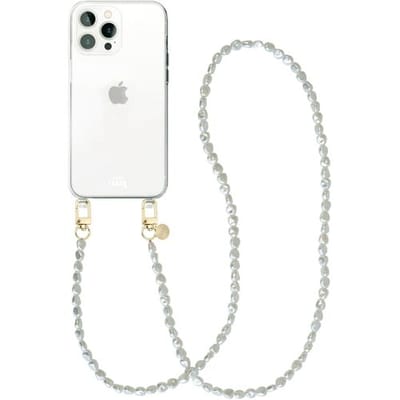 xoxo Wildhearts siliconen hoesje - Geschikt voor iPhone 15 Pro - Pearlfection - Telefoonhoesje - Hoesje met koord - Parelketting - lang telefoonkoord - Transparant hoesje (lange variant)