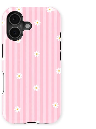 DripCase Hoesje geschikt voor iPhone 17 | Happy Stripes Motief | Magnetisch Opladen | 2-in-1 Ontwerp | Vrolijke Backcover geschikt voor iPhone 17 Daisy Blush