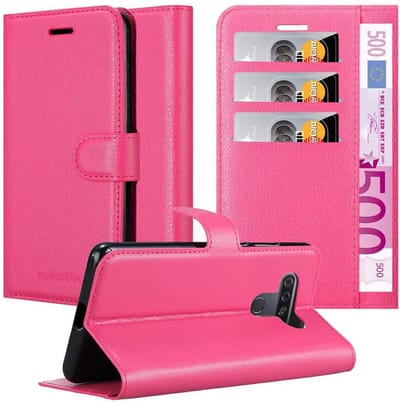 Cadorabo Hoesje geschikt voor LG KQ51 in KERSEN ROZE - Beschermhoes met magnetische sluiting, standfunctie en kaartvakje Book Case Cover Etui