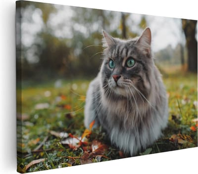 Artaza Canvas Schilderij Poes - 30x20 cm - Klein - Muurdecoratie Kat - Wanddecoratie Woonkamer - Schilderijen Op Canvas