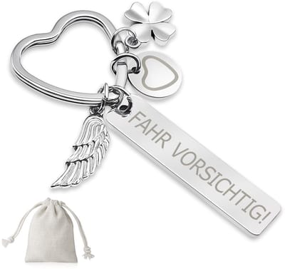 Dailygoods- Sleutelhanger Hartvormig - Gepersonaliseerd Cadeau - Gegraveerd Lettertype - Beschermende Lengte - Voor Rijbewijs - Voor Vrouwen
