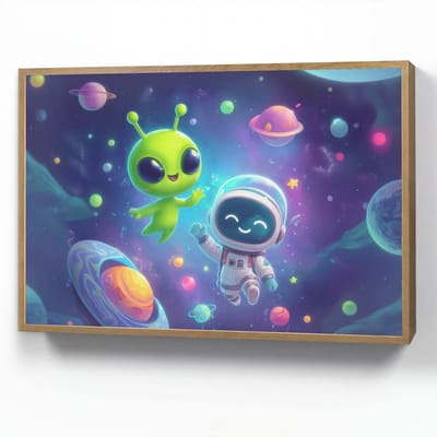 Nachtlampje 90x60 cm - Kinder lamp - Alien - Astronaut - Ruimte - Planeten - Tafellamp kinderkamer draadloos - Slaapkamer lampje - Bedlamp kinderen - Kinderlampje - Wandlamp babykamer - Nachtlampjes