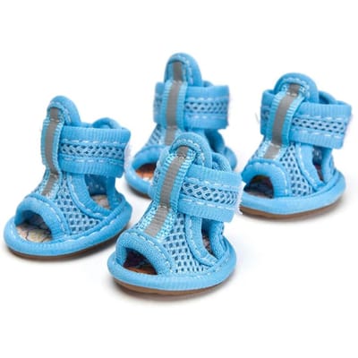 4 Stuks Zomer Huisdier Sandalen Rubberen Zool Hond Sneakers Reflecterend Ademend Mesh Hondenschoenen voor Kleine Middelgrote Honden Zomer Huisdier Outfits size 2
