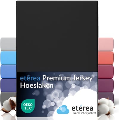 etérea Premium Jersey hoeslaken 90x200 - 100x200 cm - Oekotex - 100% katoen - bis 25 cm - Zwart