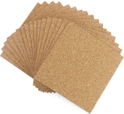 Dailygoods- Kurkbladen 17 Stuks - Zelfklevend - Vierkant 10 x 10 cm - 1 mm Dik - Tafel/Wanddecoratie - Natuurlijke Kurk - Kurkplaten