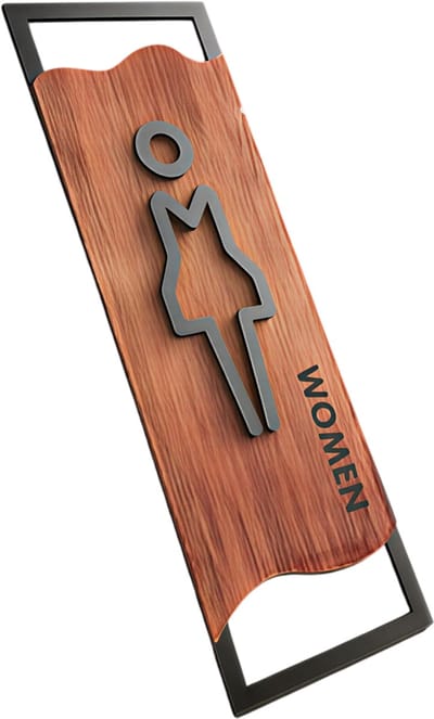 Imitatie Hout Bewegwijzering – Badkamer en Toilet Bord – Vrouwen – Gym en Kleedkamer Muurdecoratie – Slaapkamer en Badkamer Deur Bevestigd – Stijlvol en Functioneel