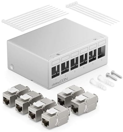 6-Poorts Patchpaneel Set met RJ45 Keystone Jack Modules voor Netwerksetup 1HE