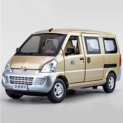 1/24 Wuling Rongguang Van Auto Model Speelgoed Diecast Legering Metaal Pull Back 6 Deuren Geopend Minibus Voertuig Voor Jongens Cadeaus Collectie