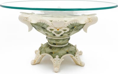 Decoratie Schaal Met Glas - Groen Met Wit - Ø32cm