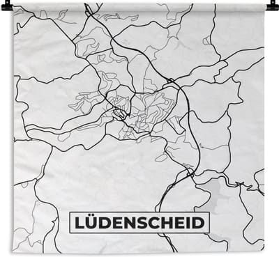 Wandkleed - Wanddoek - Lüdenscheid - Plattegrond - Kaart - Stadskaart - 180x180 cm - Wandtapijt