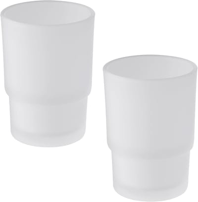 2 stuks - Mondwaterbeker - Tandenborstelbeker - Glazen tandenborstelbeker - Wandvervangstuk - Tandenborstelhouder - Badkameraccessoires - Wit