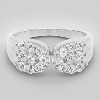Cavill - Elegante Damesring - 925 Sterling Zilver - 18 Wit Topaas Briljant 1,01 ct - Open Design - Brasiliaanse Edelsteen Sieraden