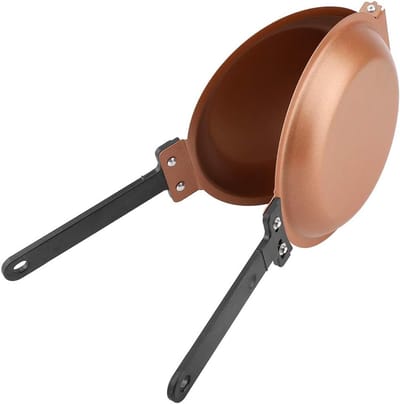 Dubbelzijdige Koekenpan - Omkeerbare Pan - Ontbijt Maken - IJzeren Constructie - 19 Cm Diameter - Goud