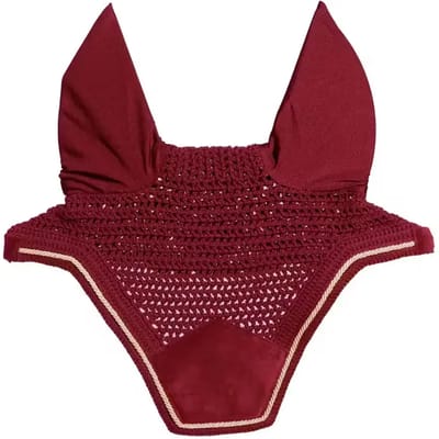 Geluiddempende vliegenkap voor paard van fluweel fuchsia Kentucky Horsewear Wellington