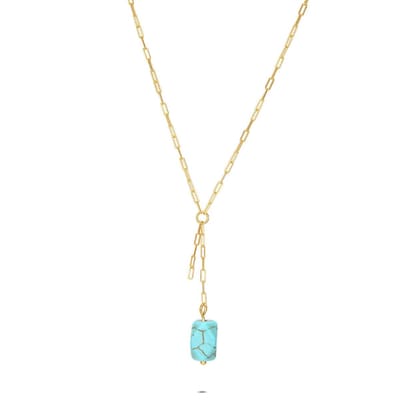 Twice As Nice Halsketting in zilver, turquoise steen Goudkleurig 42cm+5cm